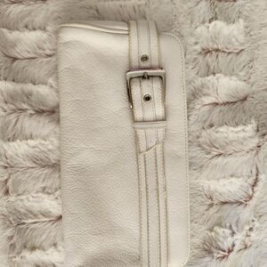 Express White Leather Clutch